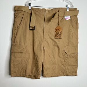 Copper Denim Mens Belted Cargo Shorts Size 42 Khaki New 100% Cotton